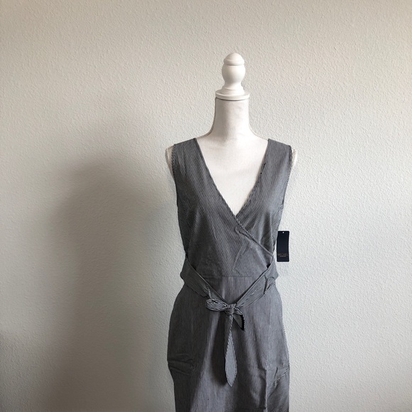 NEW! RACHEL ROY navy pinstripe v-neck ruffle dress - Picture 13 of 13